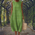 AIKATERINI | EMBROIDERED SLEEVELESS POCKET DRESS