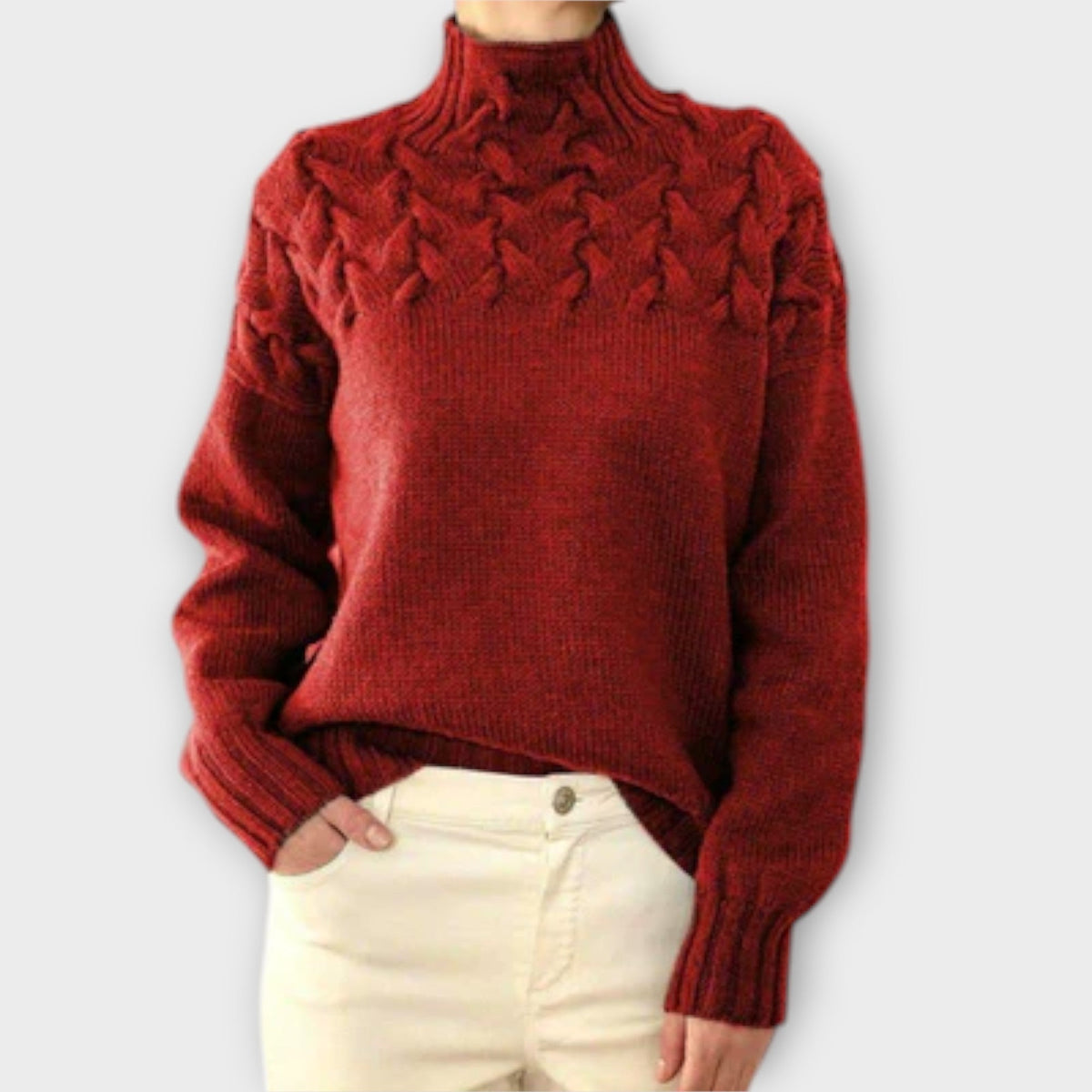 Eva | Black Jumper For Women With Cable Details
