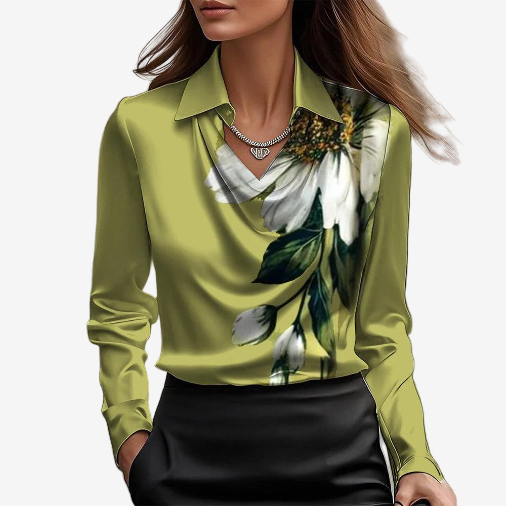 Kamie | Collared Cowl-Neck Blouse