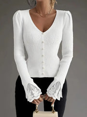 Yehudis | Lace-Cuff Button Cardigan