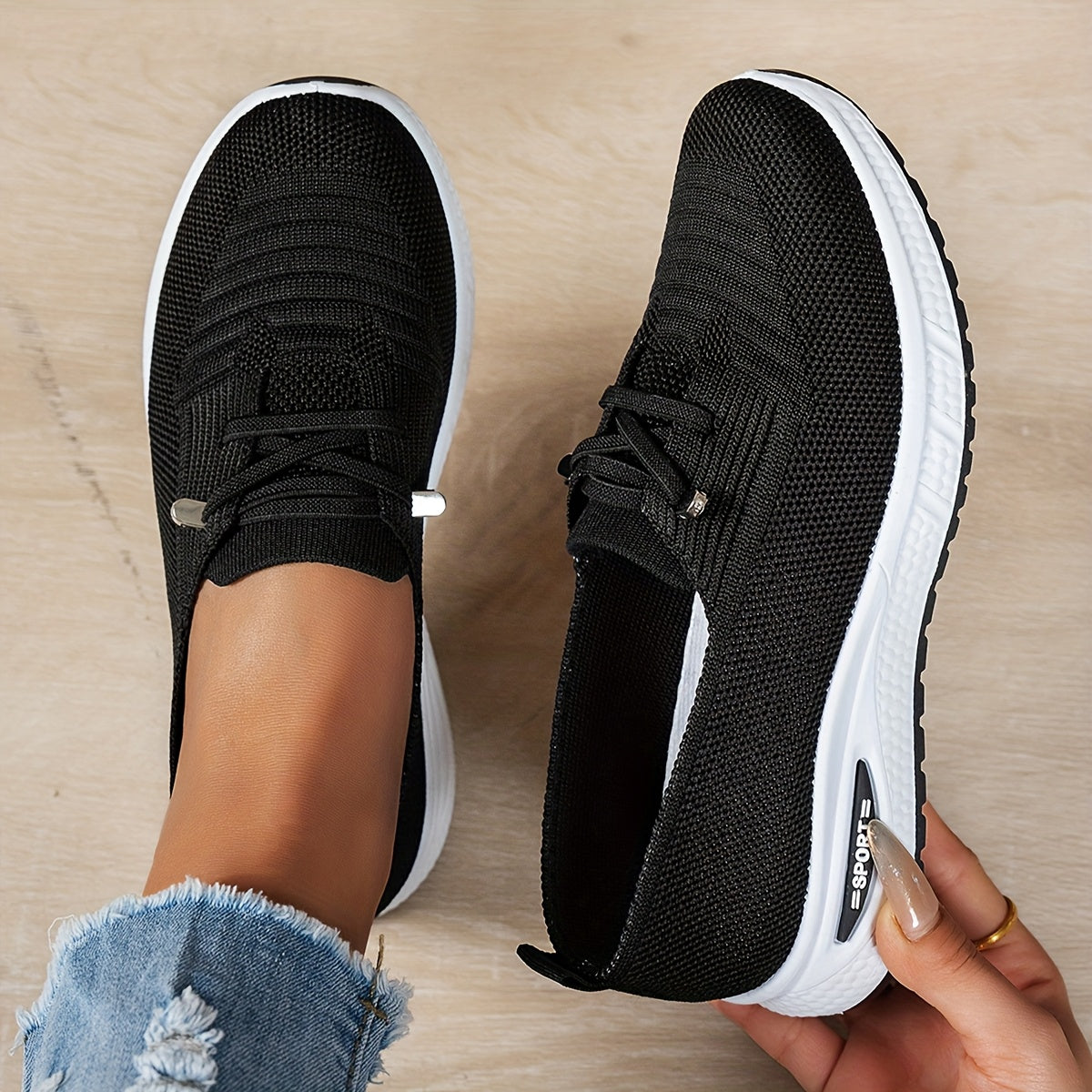 Jacquetta – Orthopaedic Knit Slip-On Trainers