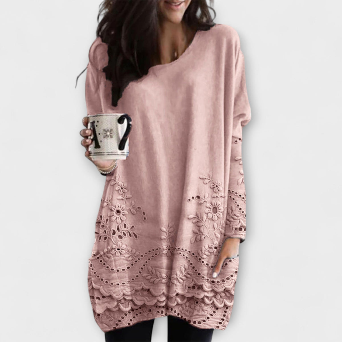 Riley | White Knit Jumper With Embroidery