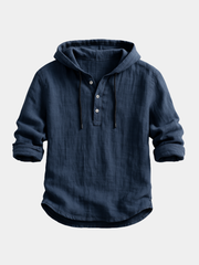 Sebrina | Button-Neck Textured Hoodie