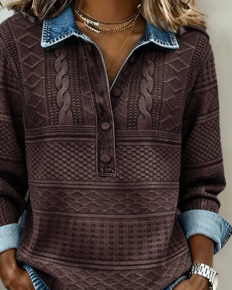 Keva | Collared Patterned Jumper