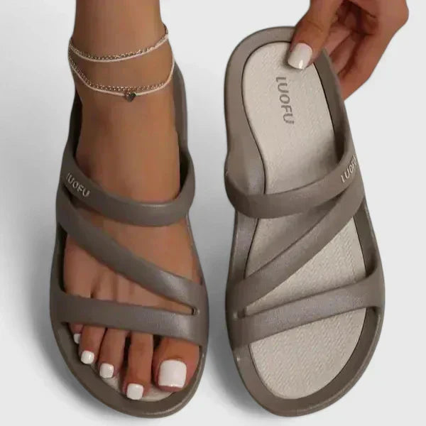 Women's sandals with multiple straps, a slip-on design and an open toe