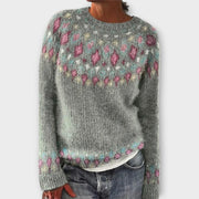 Women's jumper with a round neckline, long sleeves and ribbed cuffs and hem