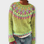 Women's jumper with a round neckline, long sleeves and ribbed cuffs and hem