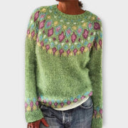 Women's jumper with a round neckline, long sleeves and ribbed cuffs and hem