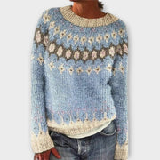 Women's jumper with a round neckline, long sleeves and ribbed cuffs and hem