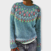 Women's jumper with a round neckline, long sleeves and ribbed cuffs and hem