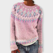 Women's jumper with a round neckline, long sleeves and ribbed cuffs and hem