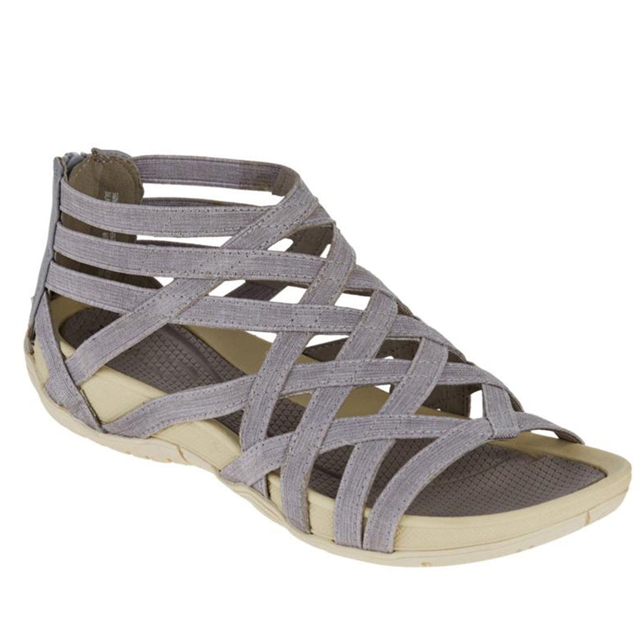 Women's sandals with multiple straps, a zipped shaft and an open toe