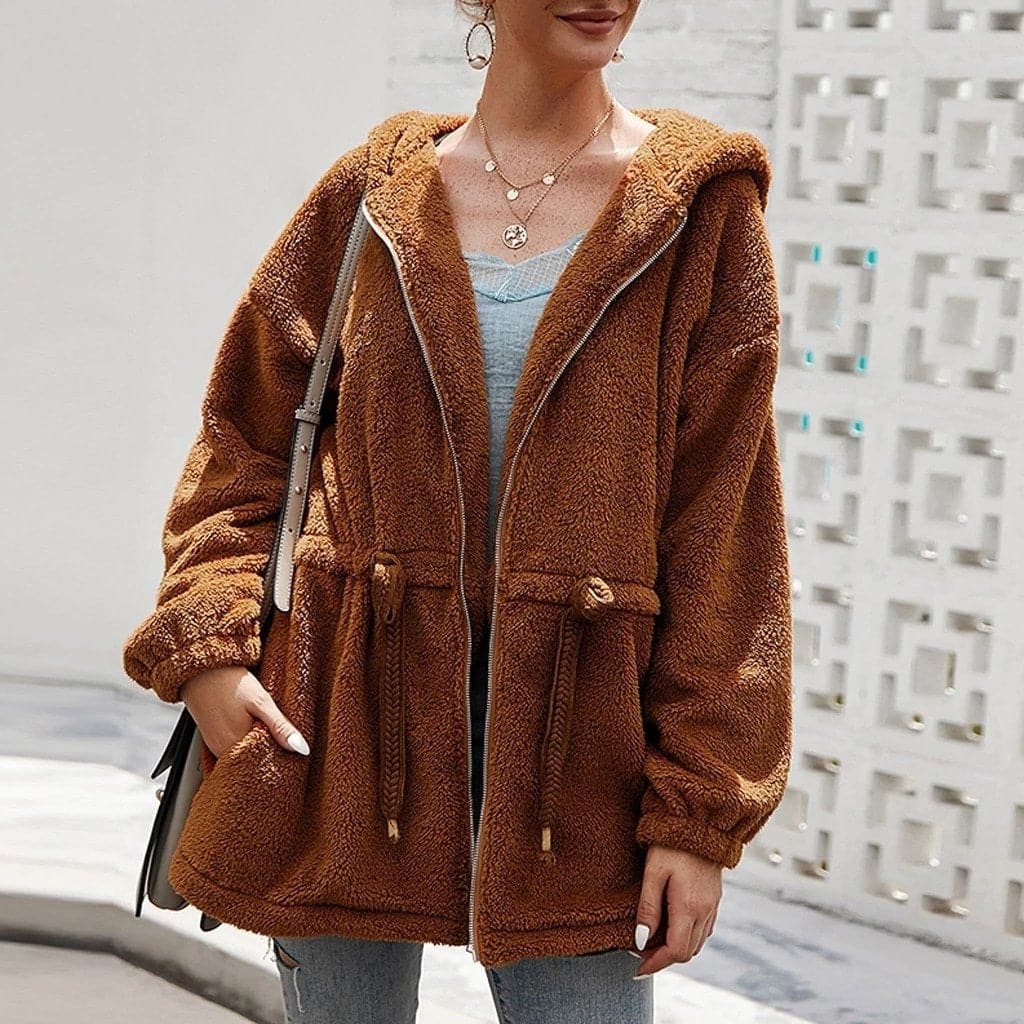 Kaylah | Hooded Drawstring Zip Jacket