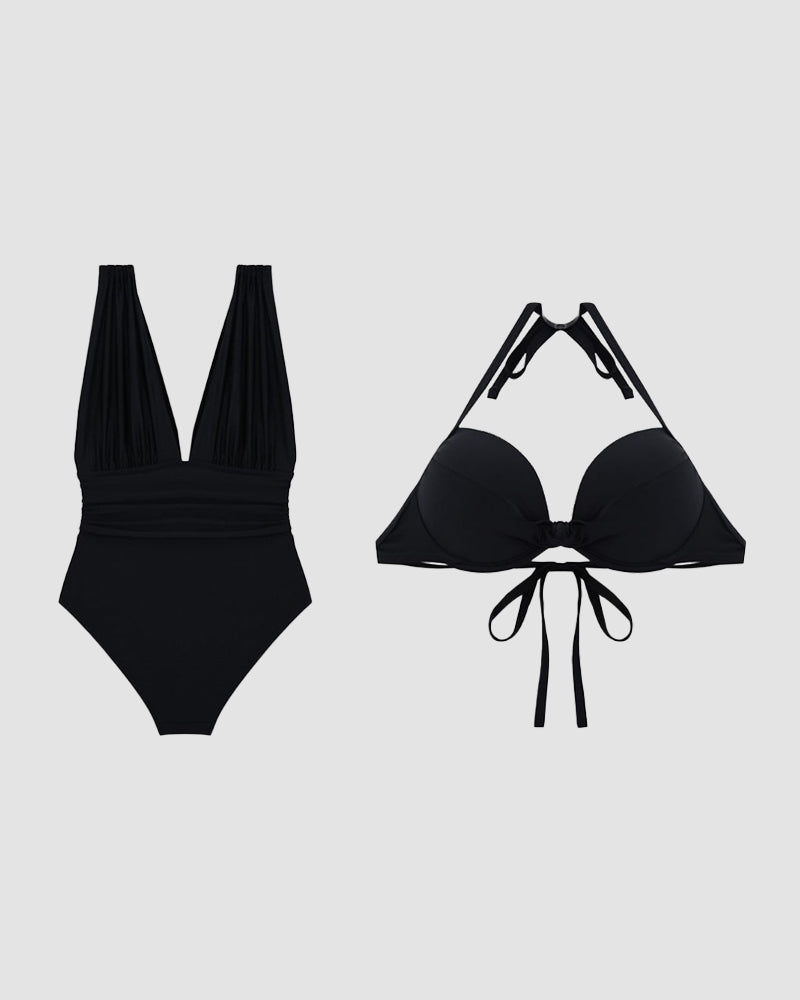 DEEP V-NECK SCULPTING SWIMSUIT
