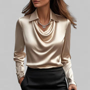 Kamie | Collared Cowl-Neck Blouse