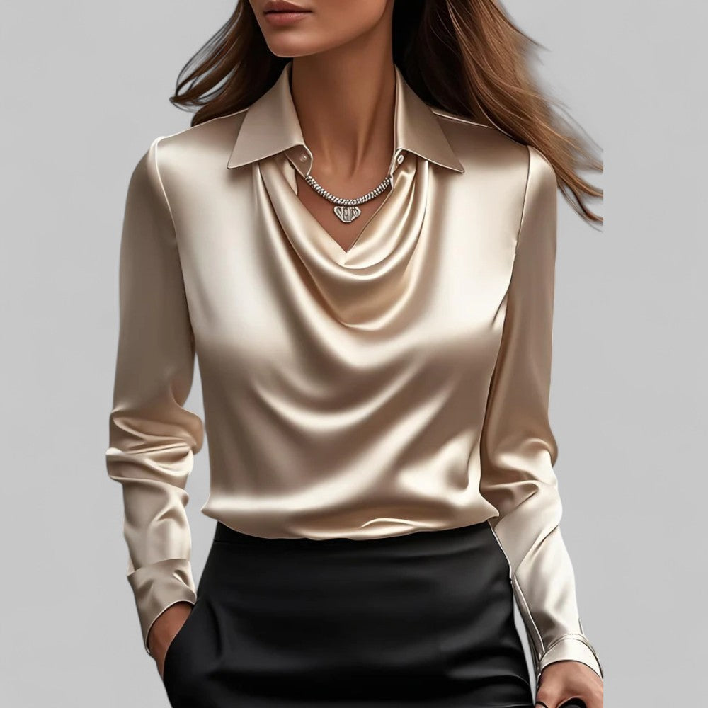 Kamie | Collared Cowl-Neck Blouse