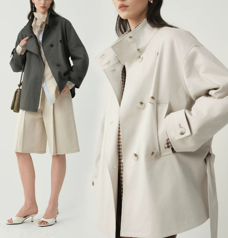 Yareli | Belted Stand-Collar Jacket