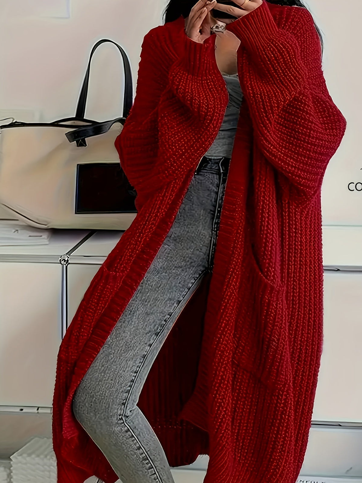 Teddi | Long Ribbed Open Cardigan