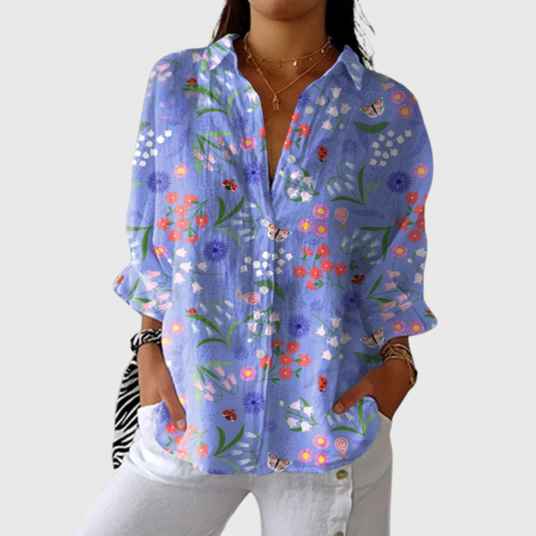 BUTTON-FRONT FLOWING BLOUSE