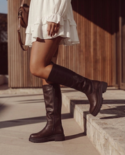 Veronique high zip boots in brown