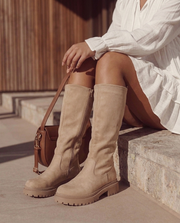 Veronique high zip boots in khaki