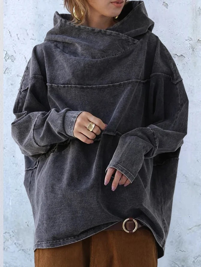 Niesha | Draped-Neck Hooded Sweatshirt
