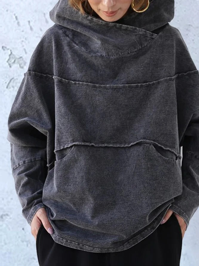 Niesha | Draped-Neck Hooded Sweatshirt