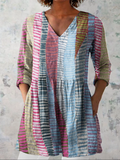 ANAIS | MULTICOLOUR V-NECK LONGLINE BLOUSE