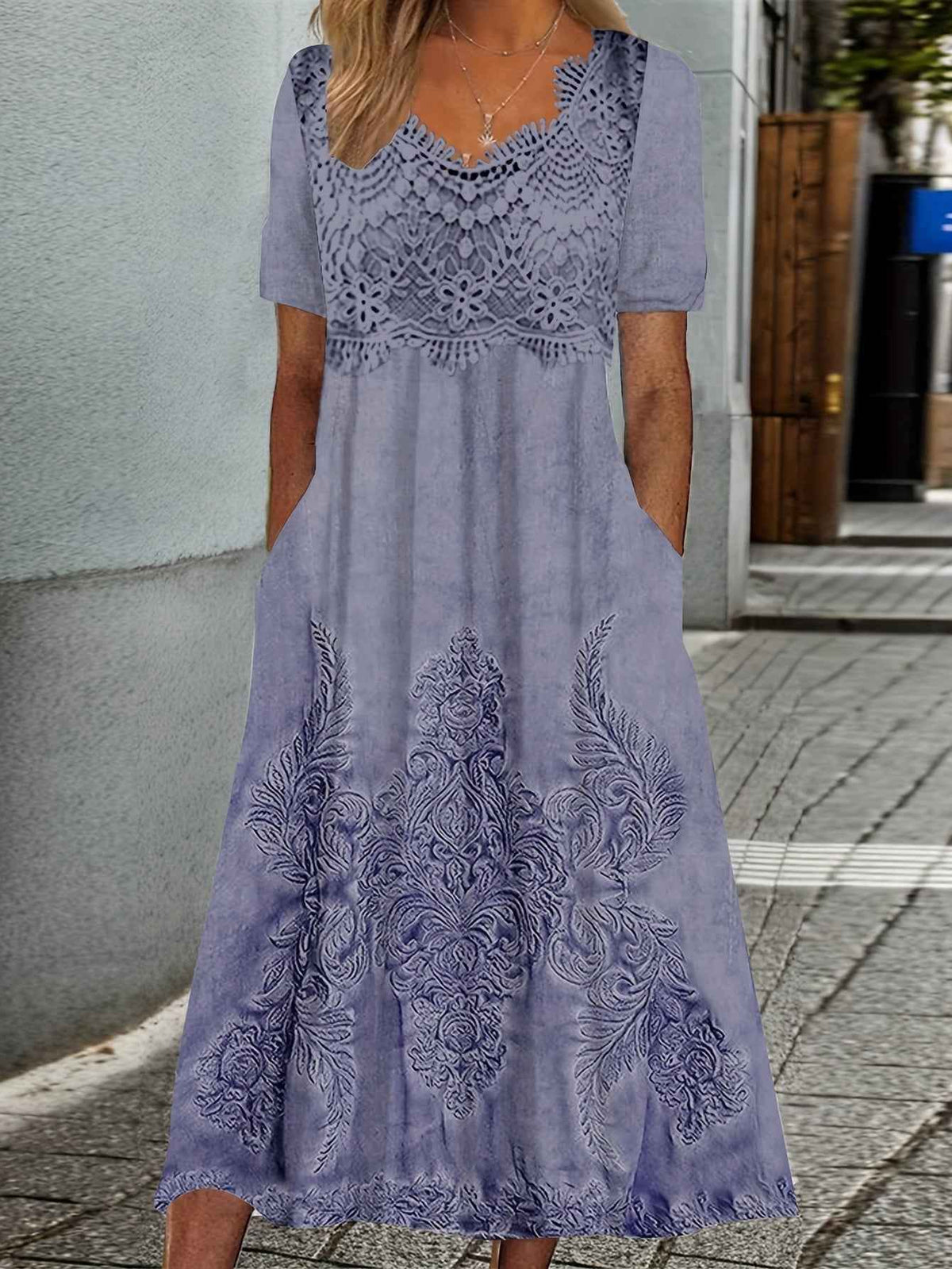 Indigo | Elegant Midi Flower Dress