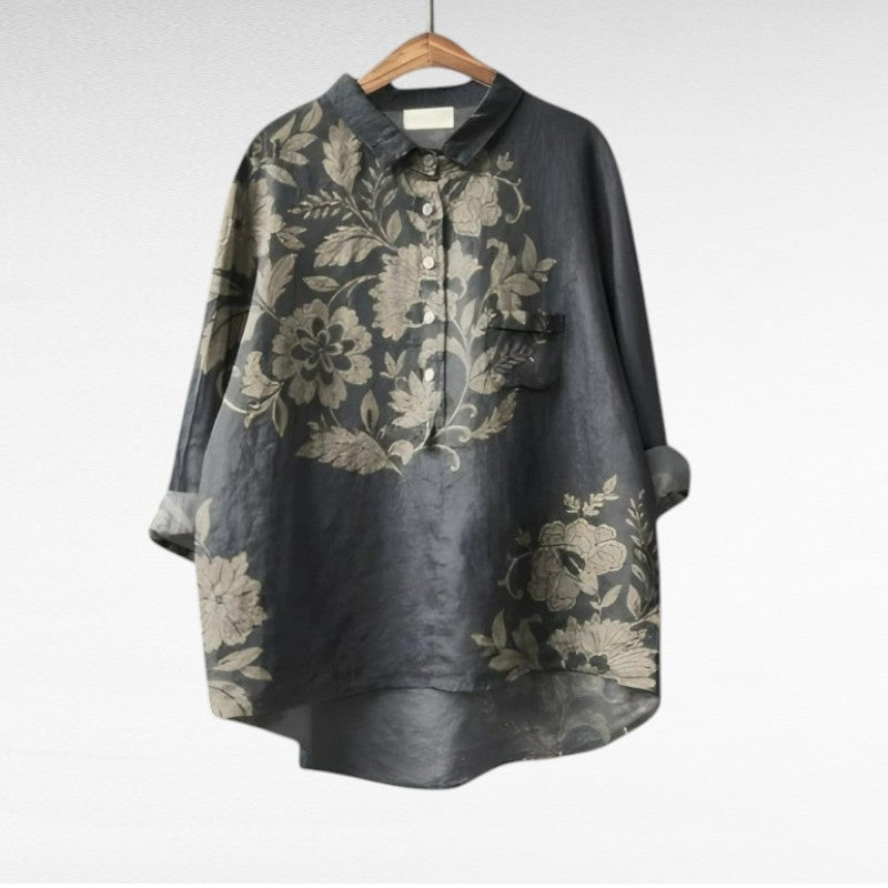 CÉLESTE | PRINTED LONG-SLEEVE BLOUSE