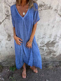 ISABELLE | SHORT-SLEEVE V-NECK MAXI DRESS