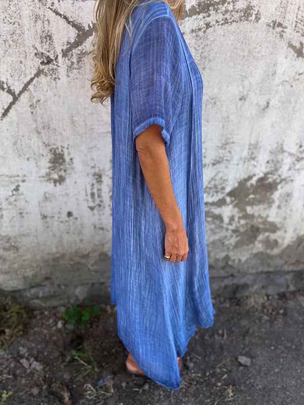 ISABELLE | SHORT-SLEEVE V-NECK MAXI DRESS