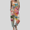 FLOWING ADJUSTABLE-STRAP CROPPED DUNGAREES