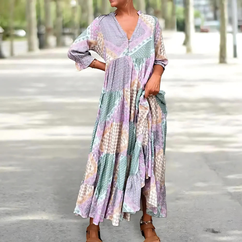 FLORENTINA | PRINTED V-NECK DRESS
