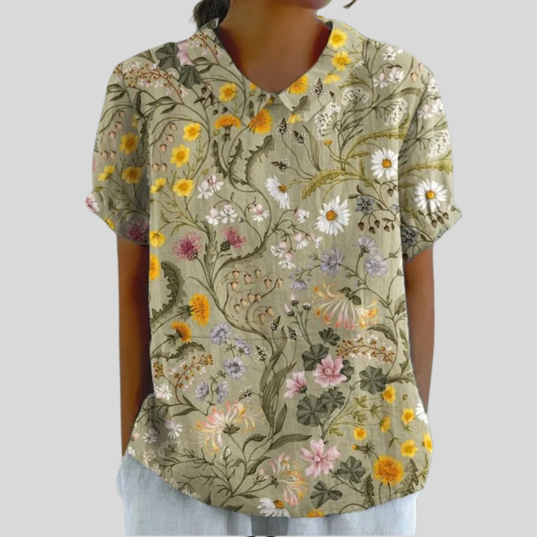 ELEGANT | FLORAL COLLARED TOP