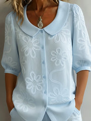 Vanetta | Floral Rounded-Collar Shirt