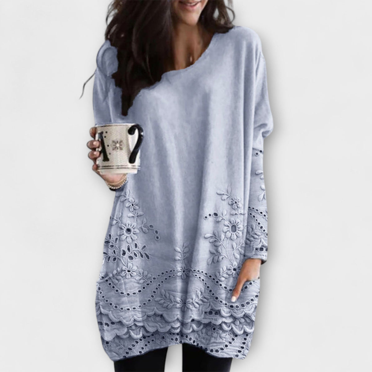 Riley | White Knit Jumper With Embroidery