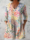 PAULINE | MULTICOLOUR V-NECK LONGLINE BLOUSE