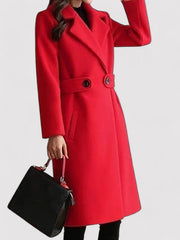 Sadhbh | Wool Belted Coat with Buckle and Lapels in Brown