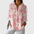 FLOWING PRINTED BUTTON-FRONT BLOUSE
