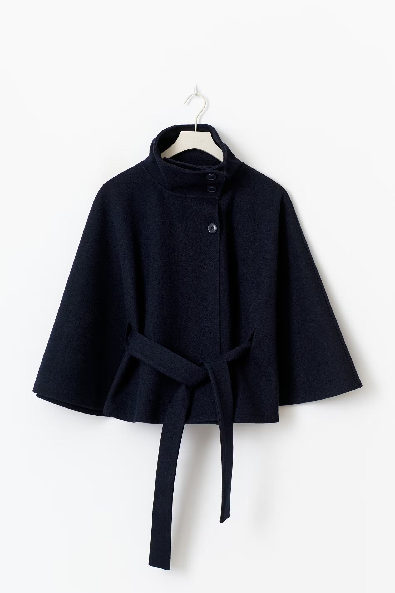 Lowri | Open-Front Belted Cape Coat in White