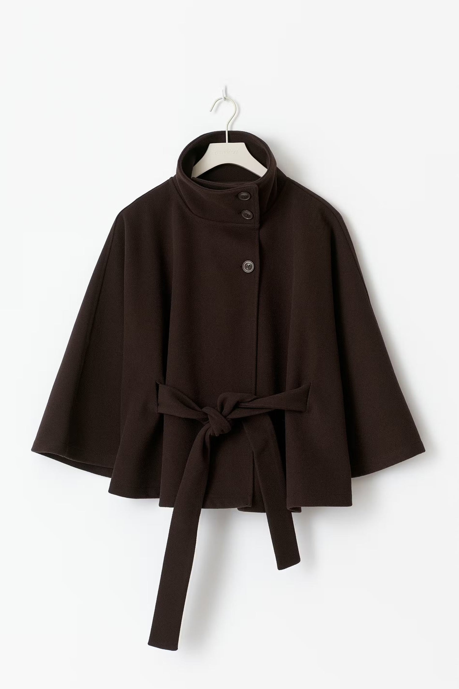 Lowri | Open-Front Belted Cape Coat in White