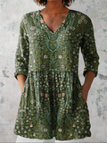 JULIE | GREEN V-NECK LONGLINE BLOUSE