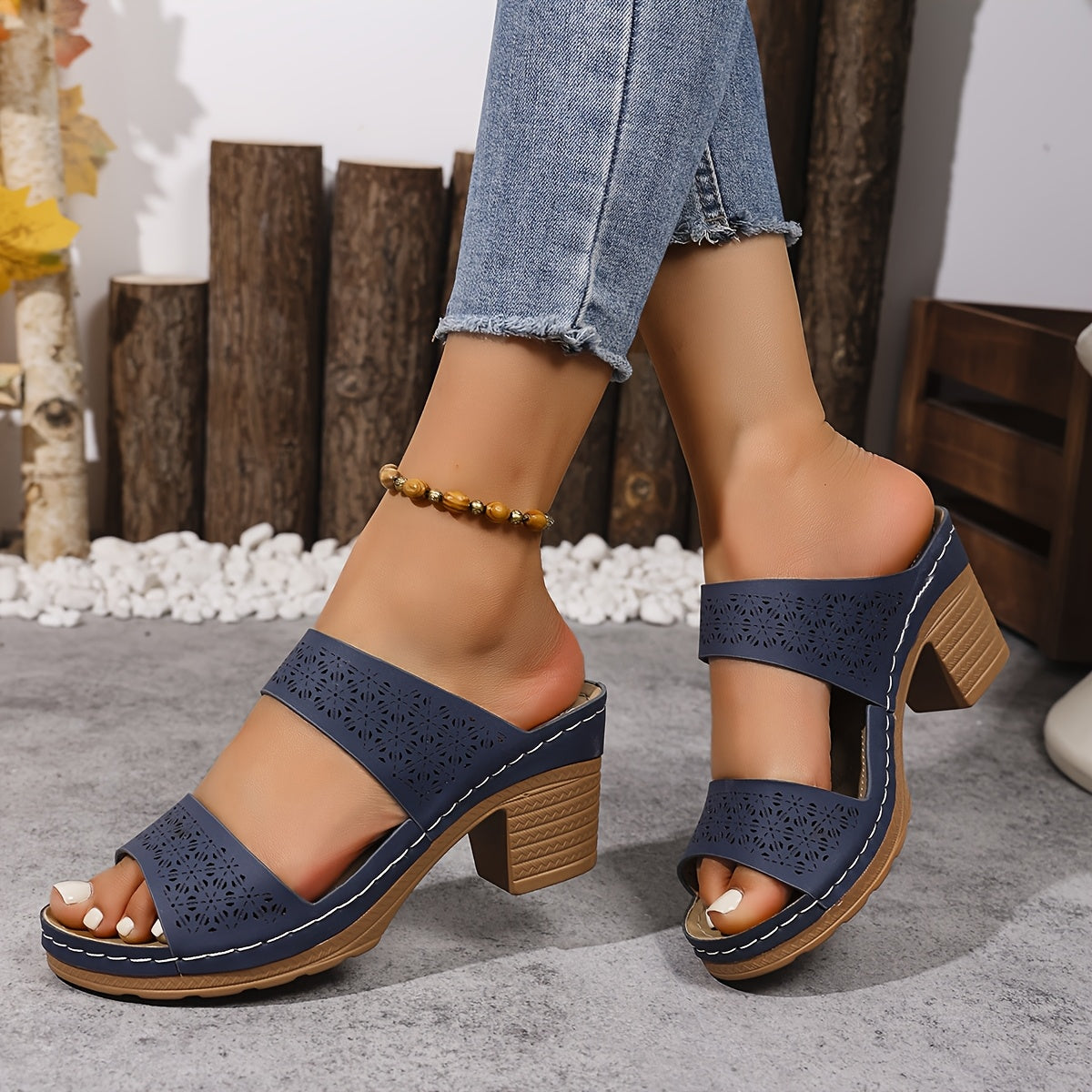 Zaneta | Cut-Out Block-Heel Sandals