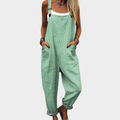 RELAXED-FIT PRINTED ADJUSTABLE-STRAP DUNGAREES
