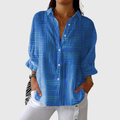 FLOWING FLORAL BUTTON-FRONT BLOUSE