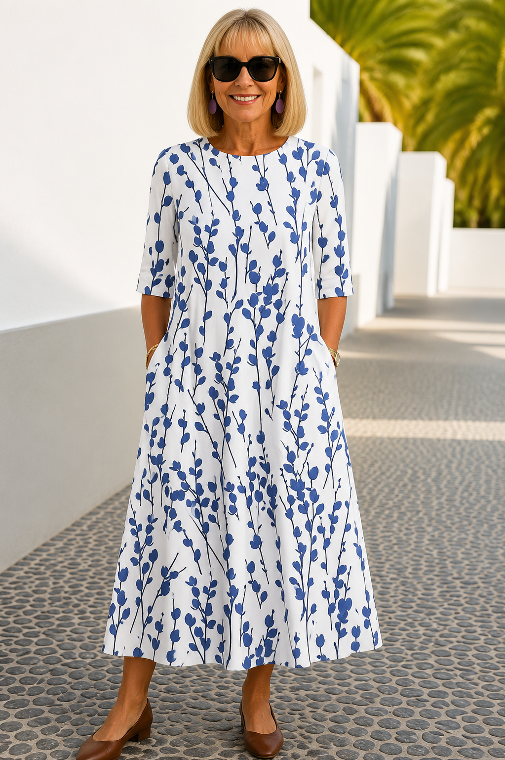 ANNIE | FLORAL A-LINE MIDI DRESS