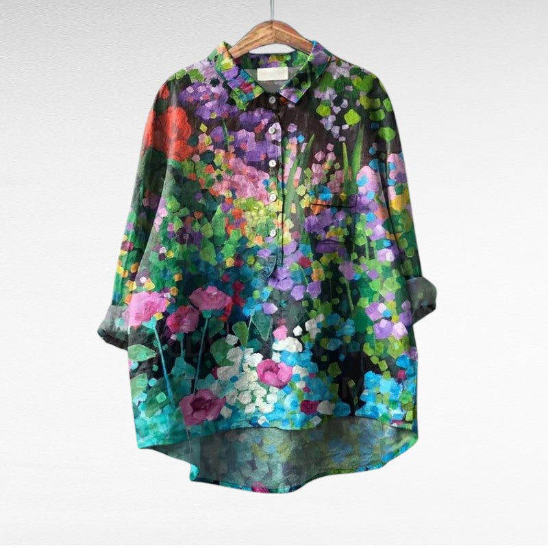 THÉRÈSE | PRINTED LONG-SLEEVE BLOUSE