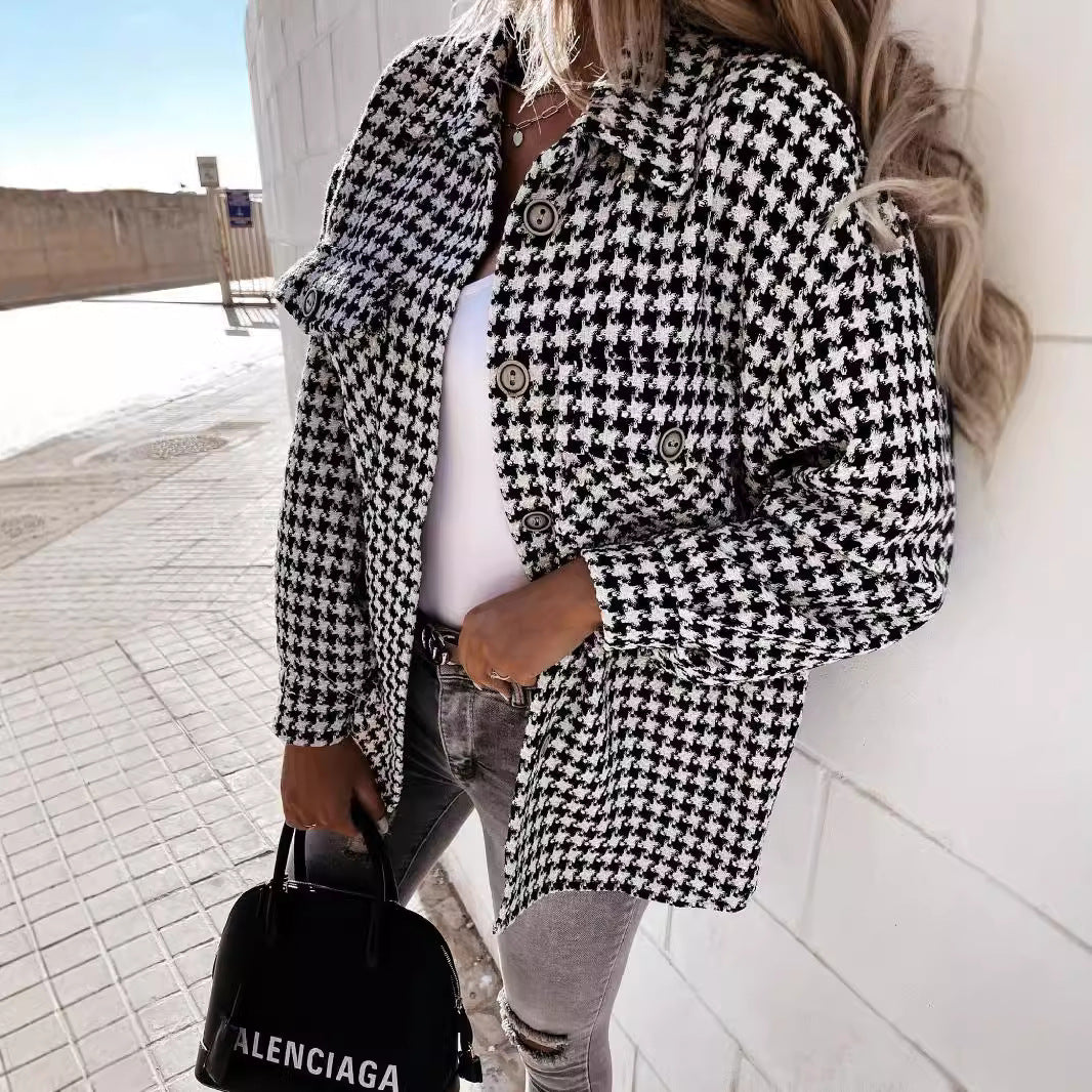 Litzy | Houndstooth Collared Jacket