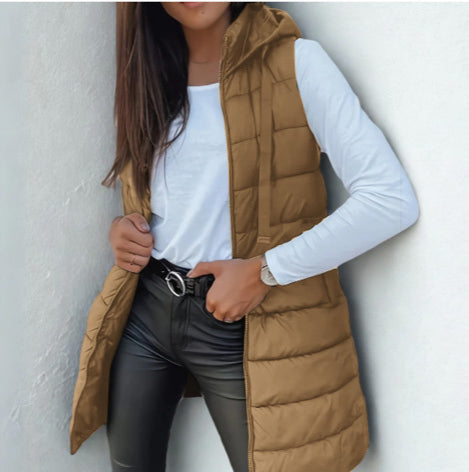 Emogene | Long Quilted Zip Gilet
